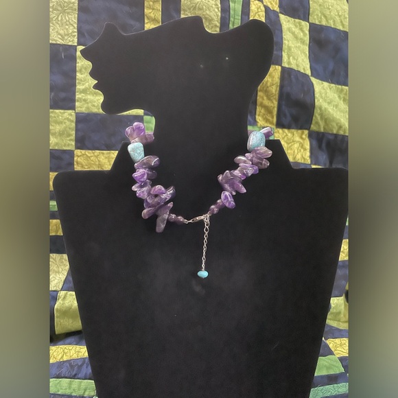 Chevron amethyst necklace ~16-17 inches - Picture 2 of 5